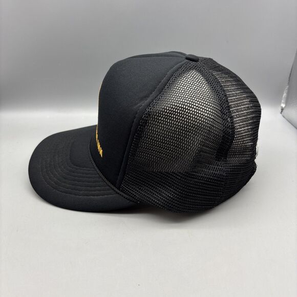 Vintage ACME Printing Ink Hat Snapback Foam Mesh Cap Trucker Hat Black Yellow - Picture 2 of 9